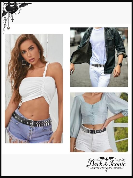 3 Piece Y2K Punk Rock Studded Belt Set with Bullet Belts main image 7
